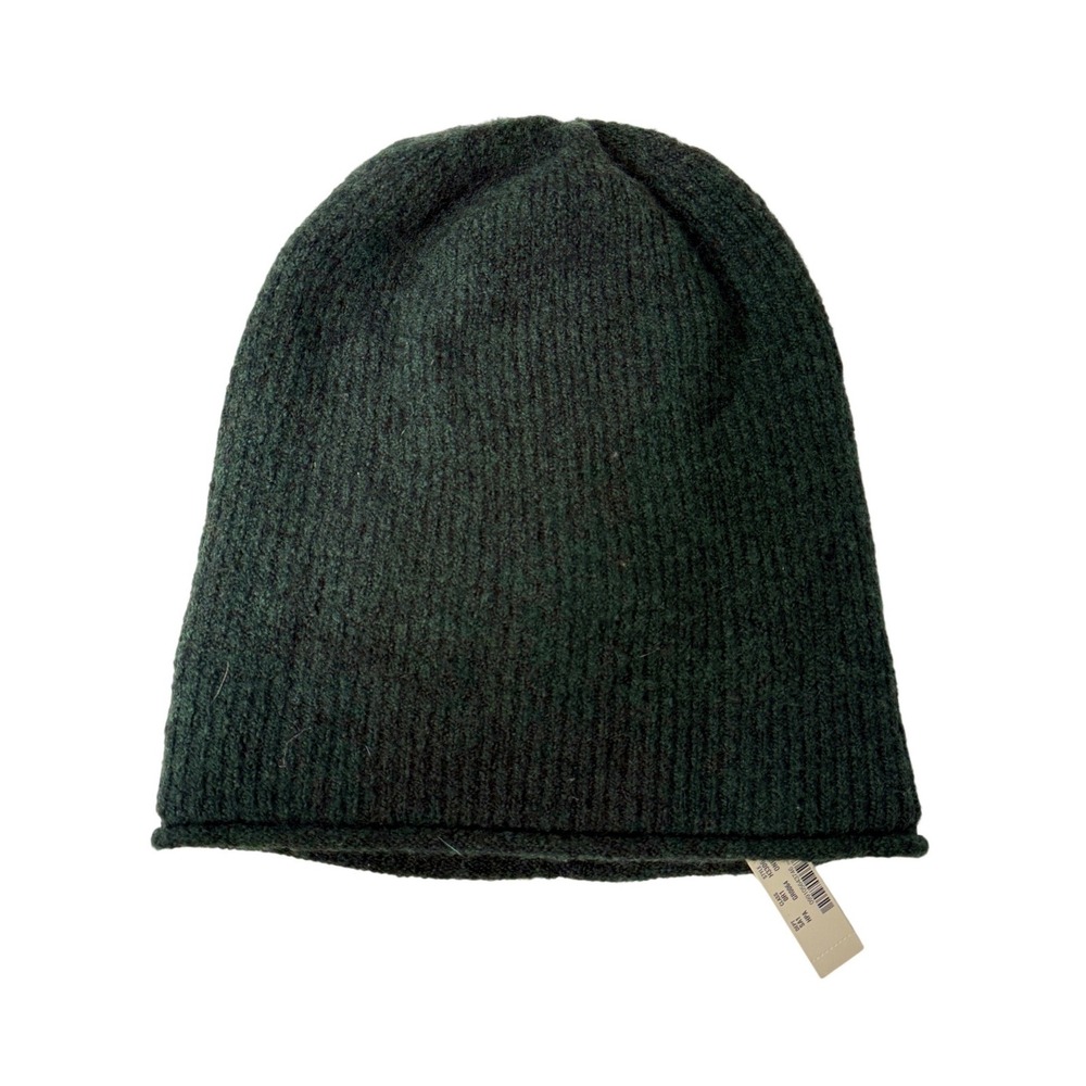 Madewell Beanie Womens OS Dark Green Merino Alpaca Wool Blend Knit Ribbed Winter